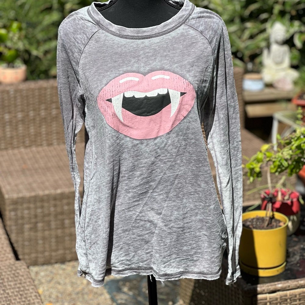 Gray Long Sleeve Vampire Top